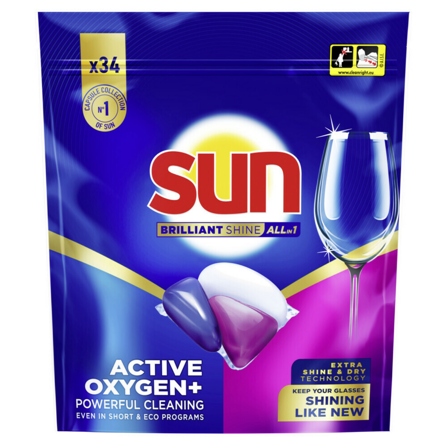 Sun Brilliant Shine All-in 1 Vaatwascapsules 34 stuks